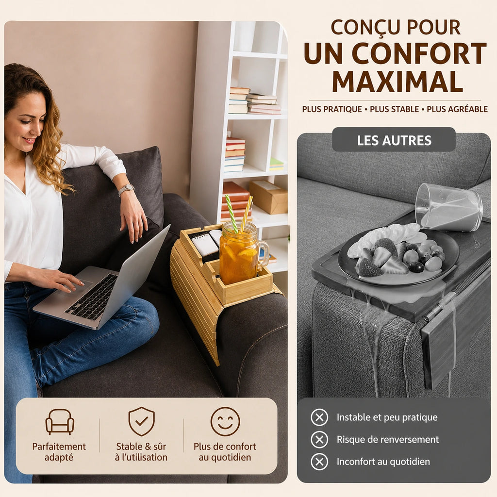 Plateau Canapé Bambou Pliable - Tout à portée de main