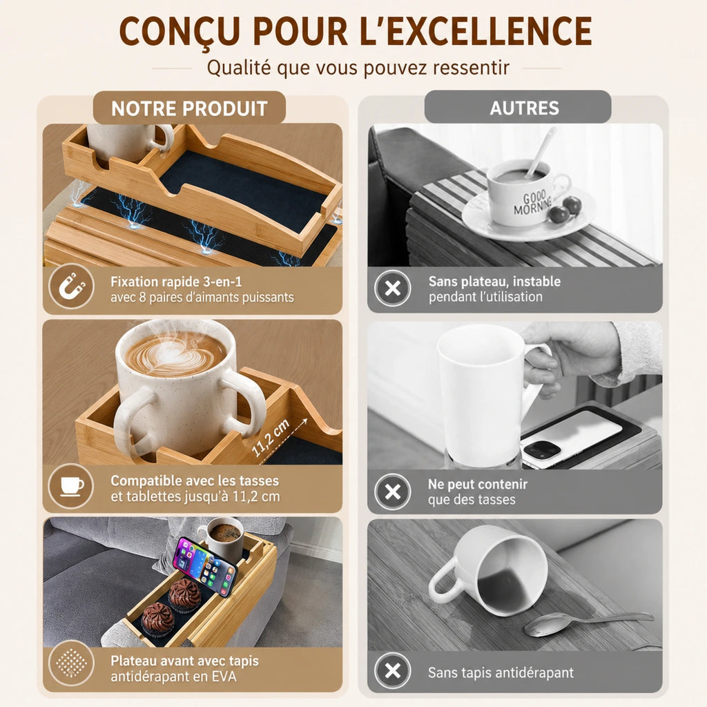 Plateau Canapé Bambou Pliable - Tout à portée de main