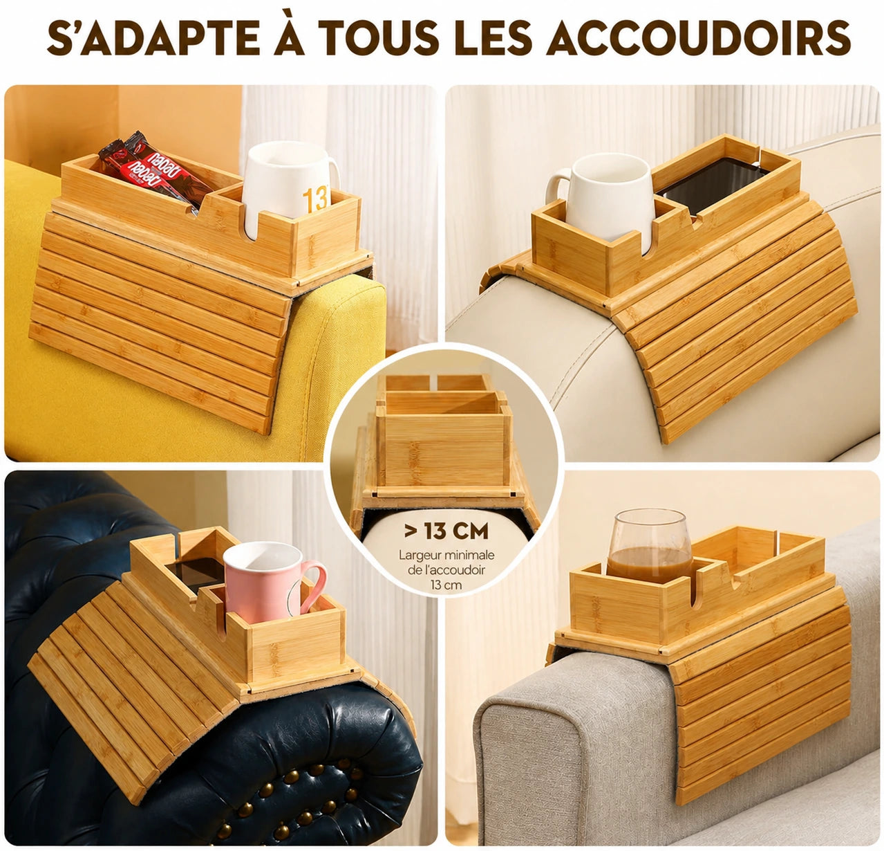 Plateau Canapé Bambou Pliable - Tout à portée de main